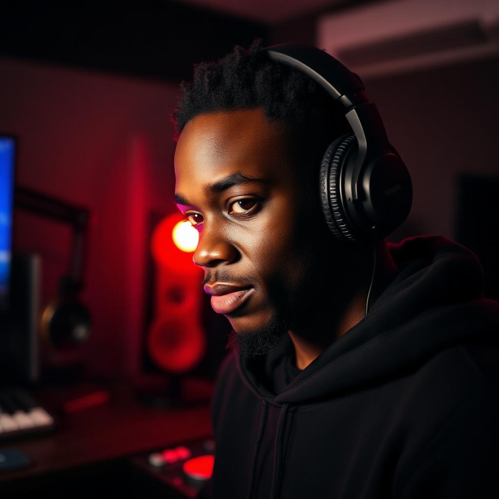 Artiste indépendant en studio, casque sur les oreilles
